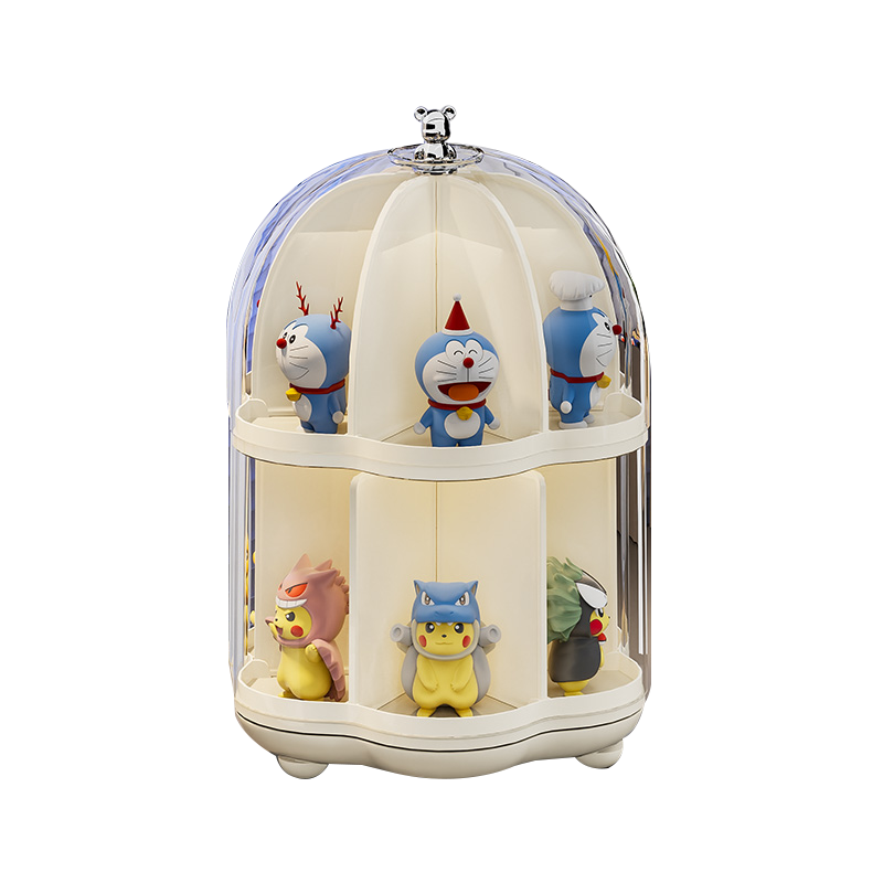 手办展示柜盲盒二次元旋转展示架透明亚克力小摆件泡泡玛特收纳盒