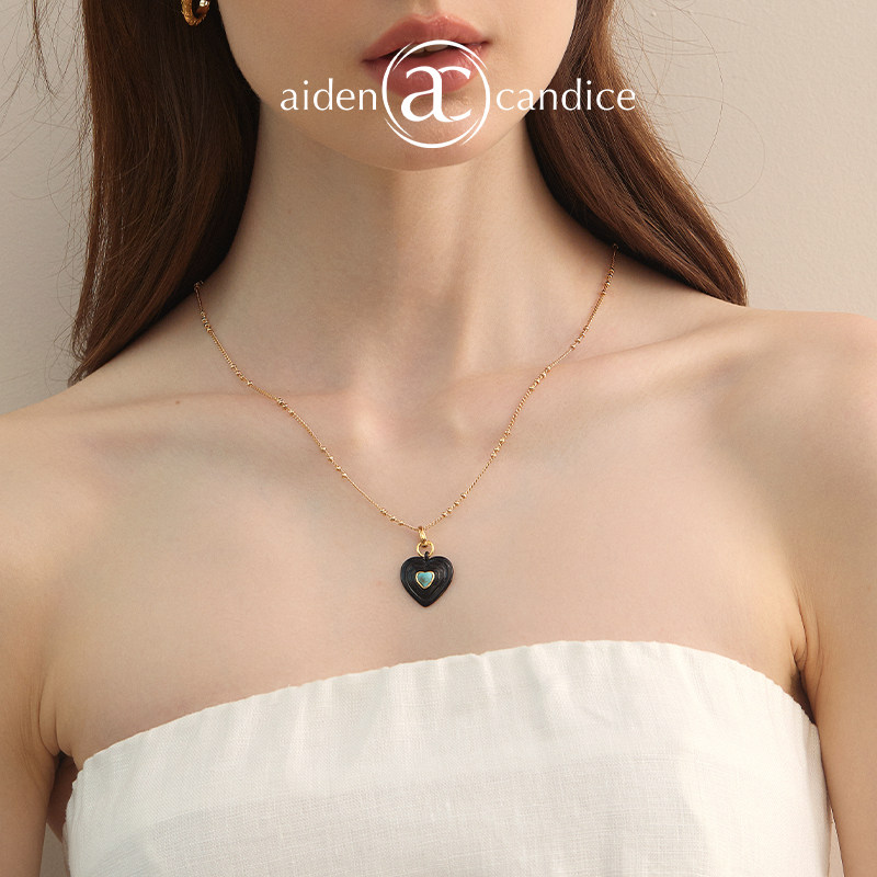 aidencandice绿松石珐琅爱心项链