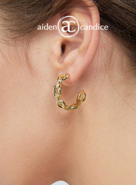 aiden candice中号环环相扣耳环女圆圈环hoop欧美小香风耳饰百搭