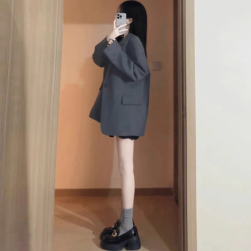 爆款气质休闲灰色小西装外套女春秋2024新款小个子高级感炸街西服