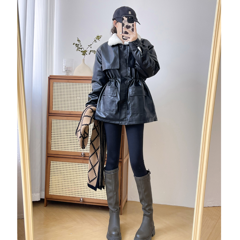 宽松休闲常规加绒皮衣厂家直销