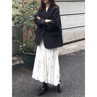 高级感职业黑色西装外套女2024年春秋新款韩版宽松小个子西服上衣