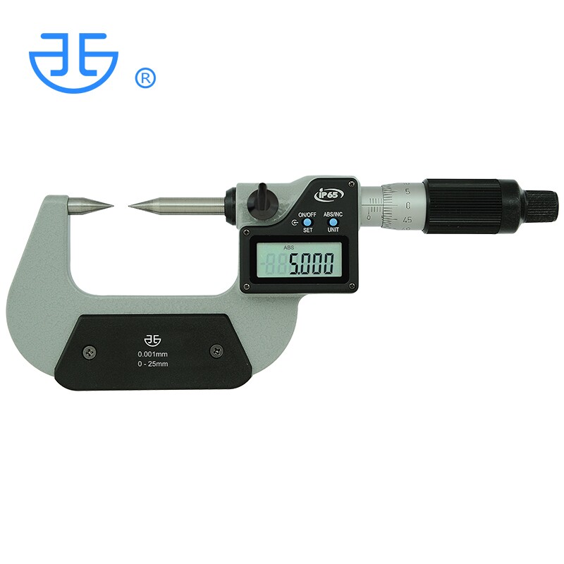 西北青量青海量具数显电子双尖头千分尺15/30度0-25mm高精度0.001