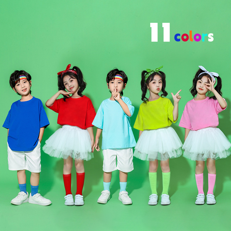 小学生舞蹈服糖果色男女童啦啦队表演服六一儿童演出服幼儿园班服