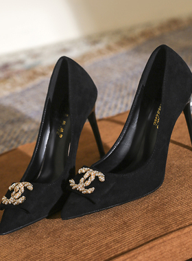 大码41一43黑色高跟鞋斩男床上气质性感细跟百搭单鞋女小码313233