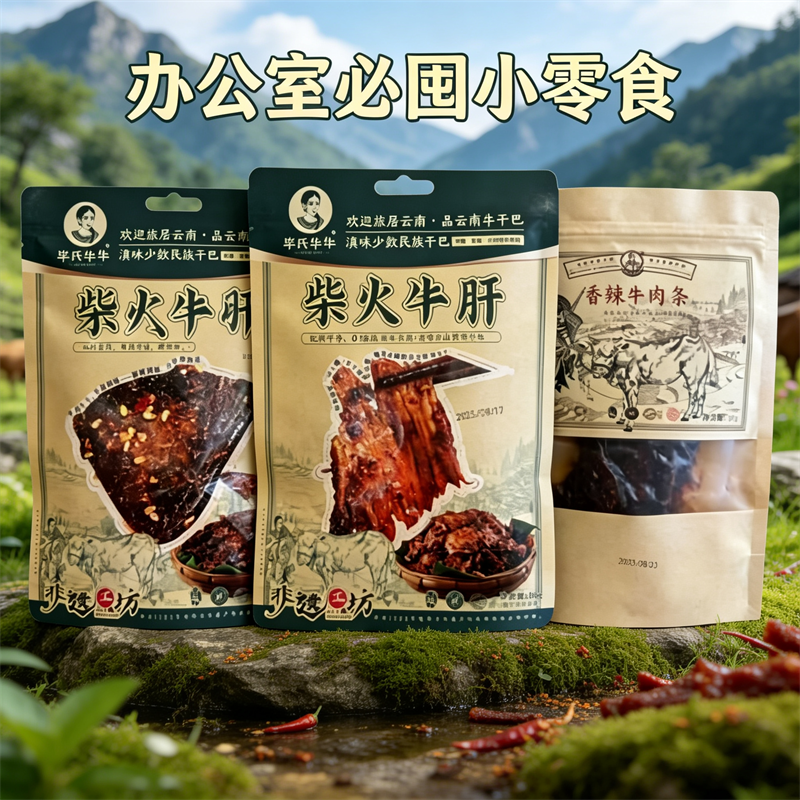 李氏牛牛休闲零食牛板筋冷吃香辣牛肉条麻辣牛肝组合开袋即食肉类