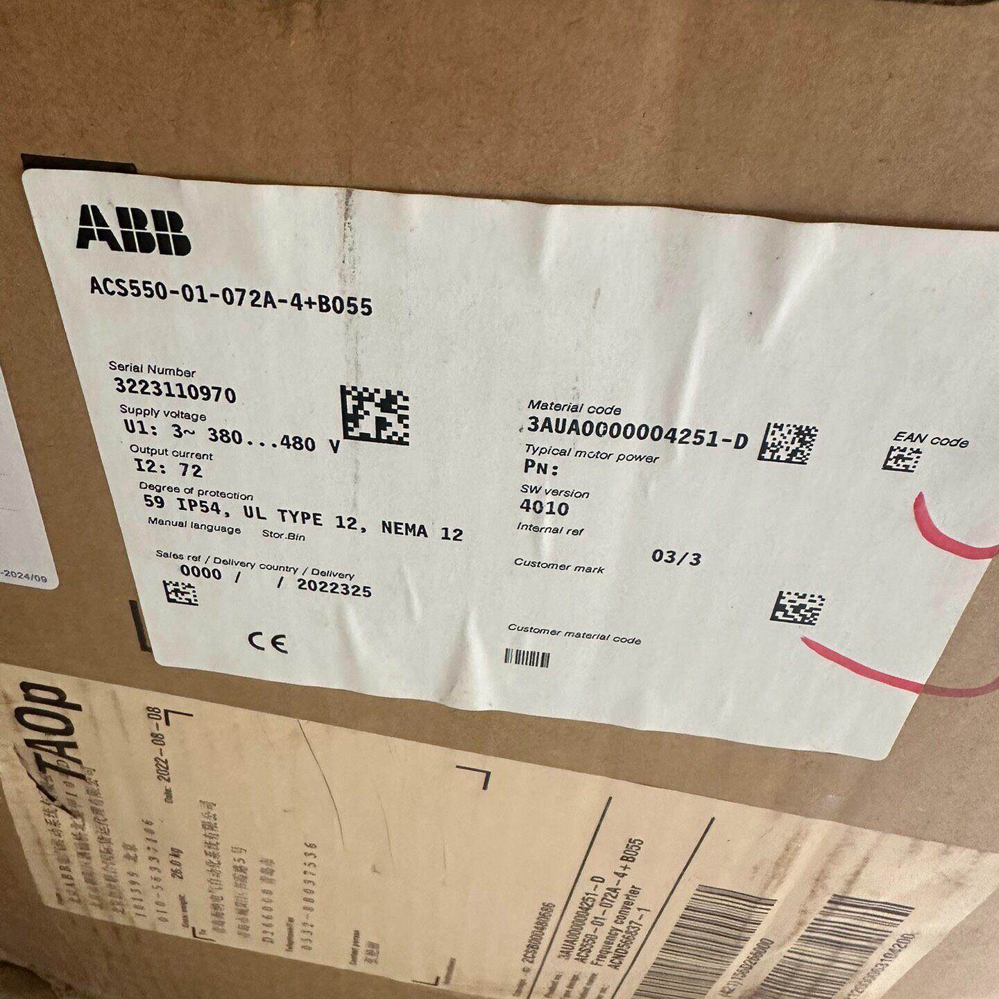ACS550-01-072A-4B055 ABB变频器 工业工控调速设备议价维修