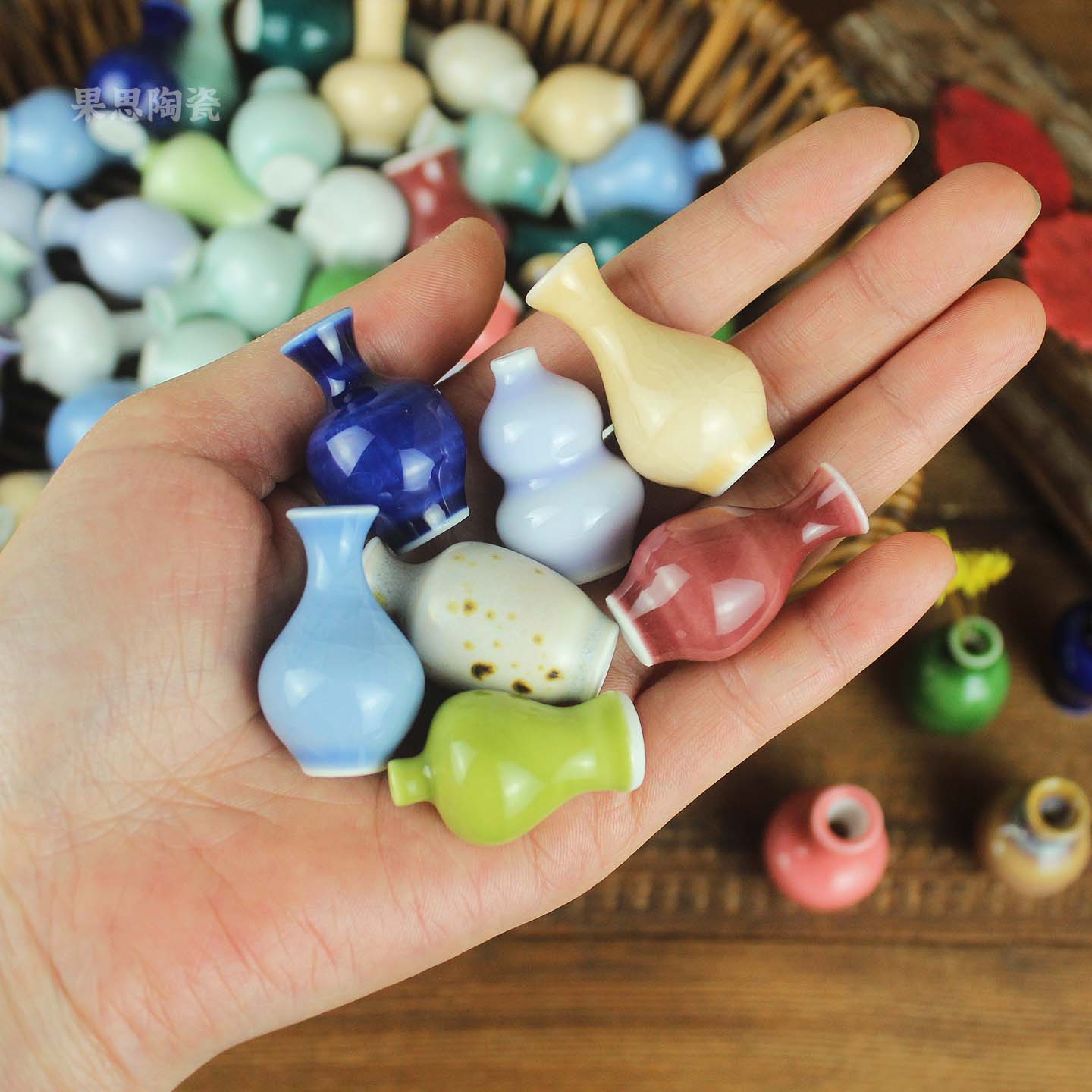 迷你微缩花瓶中式陶瓷古风摆件