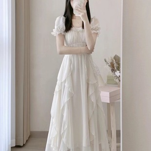 超仙公主裙温柔风长裙子女装 2024新款 白色感仙女连衣裙女夏季 法式