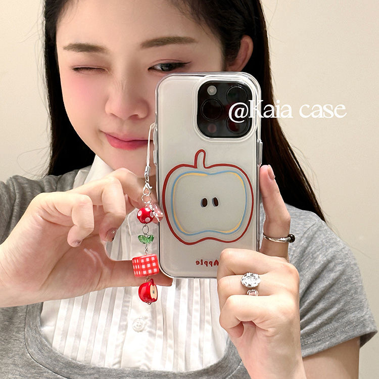 红苹果涂鸦适用苹果16手机壳新款