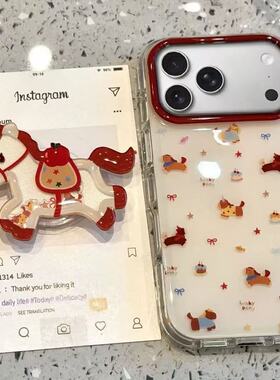 彩色星星小马支架适用苹果17promax手机壳华为mate60pro新款pura80新年OPPOReno15红色vivos30防摔小米17荣耀