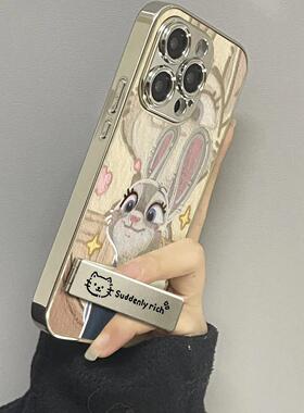 电镀镜面油画朱迪适用小米15手机壳k70至尊k60/k50/k80新款情侣note13/12/11tpro创意红米note14pro+卡通防摔