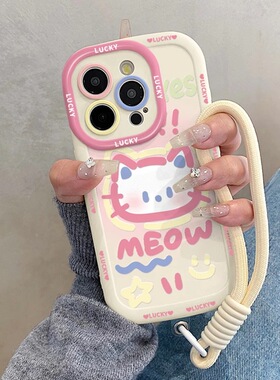 涂鸦猫咪适用opporeno12手机壳k11k12x泡芙壳reno11/10/9/8/7se卡通a97/a93/a58/a3pro高颜值findx8pro新女款