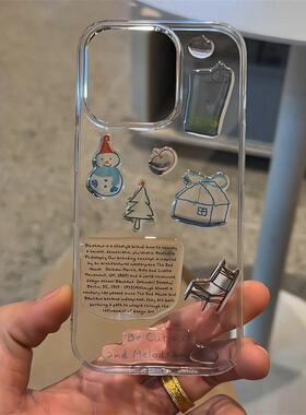 可爱DIY雪人立体滴胶贴纸适用iPhone16promax手机壳pura70网红Nova12pro荣耀300新款reno13小米15vivos20创意