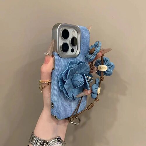 立体山茶花布艺适用苹果16手机壳