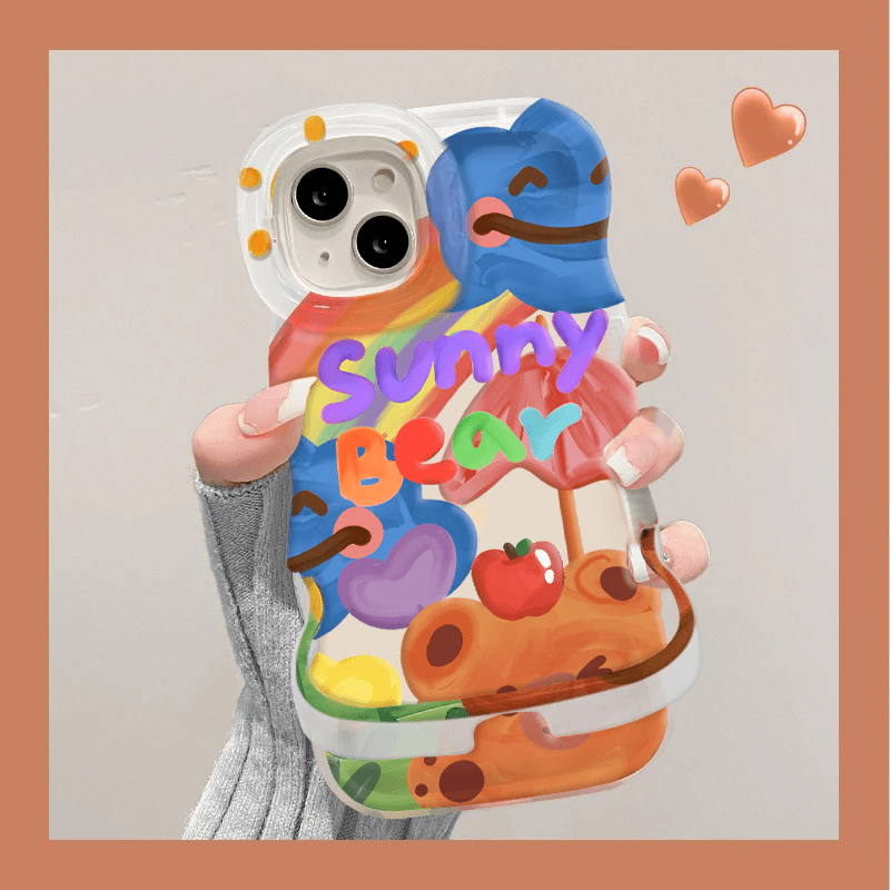 华为P60Pro涂鸦熊手机壳双支架