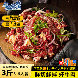 马晓马佳齐齐哈尔烤肉食材套餐家庭传统拌肉新鲜牛肉韩式 烧烤三斤