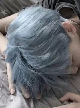奶奶灰白色网红2022流行蓝灰色植物染发剂自己染银灰色显白染发膏
