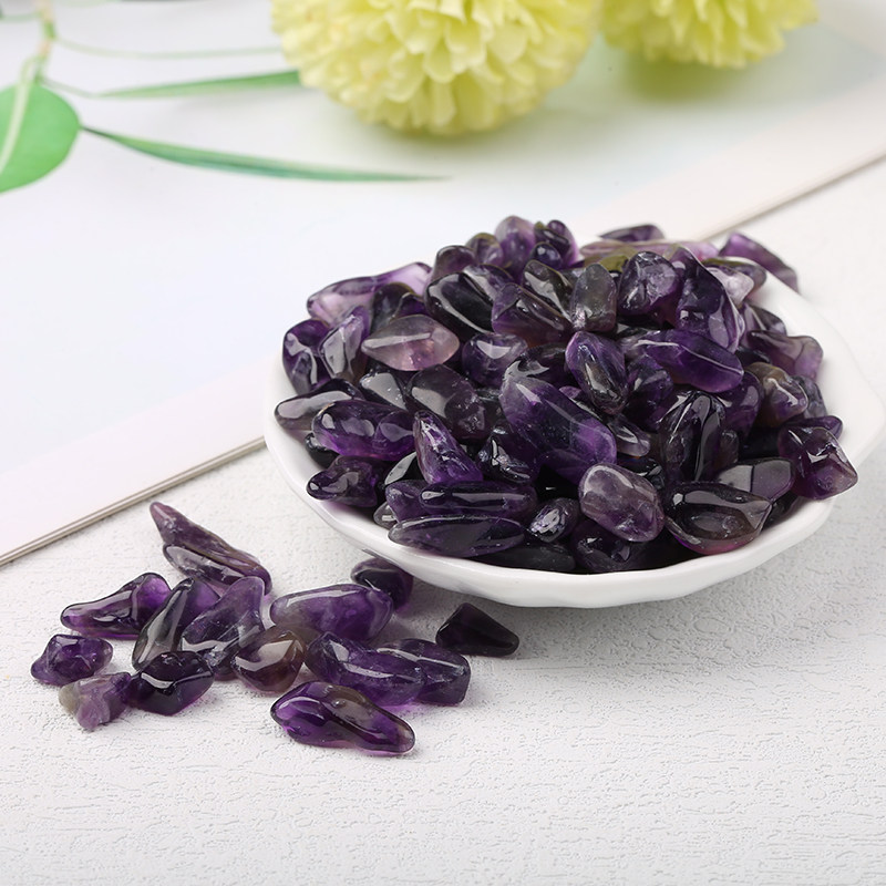 天然优质紫水晶月牙五彩碎石消磁石紫晶簇洞原石头枕头供佛包邮