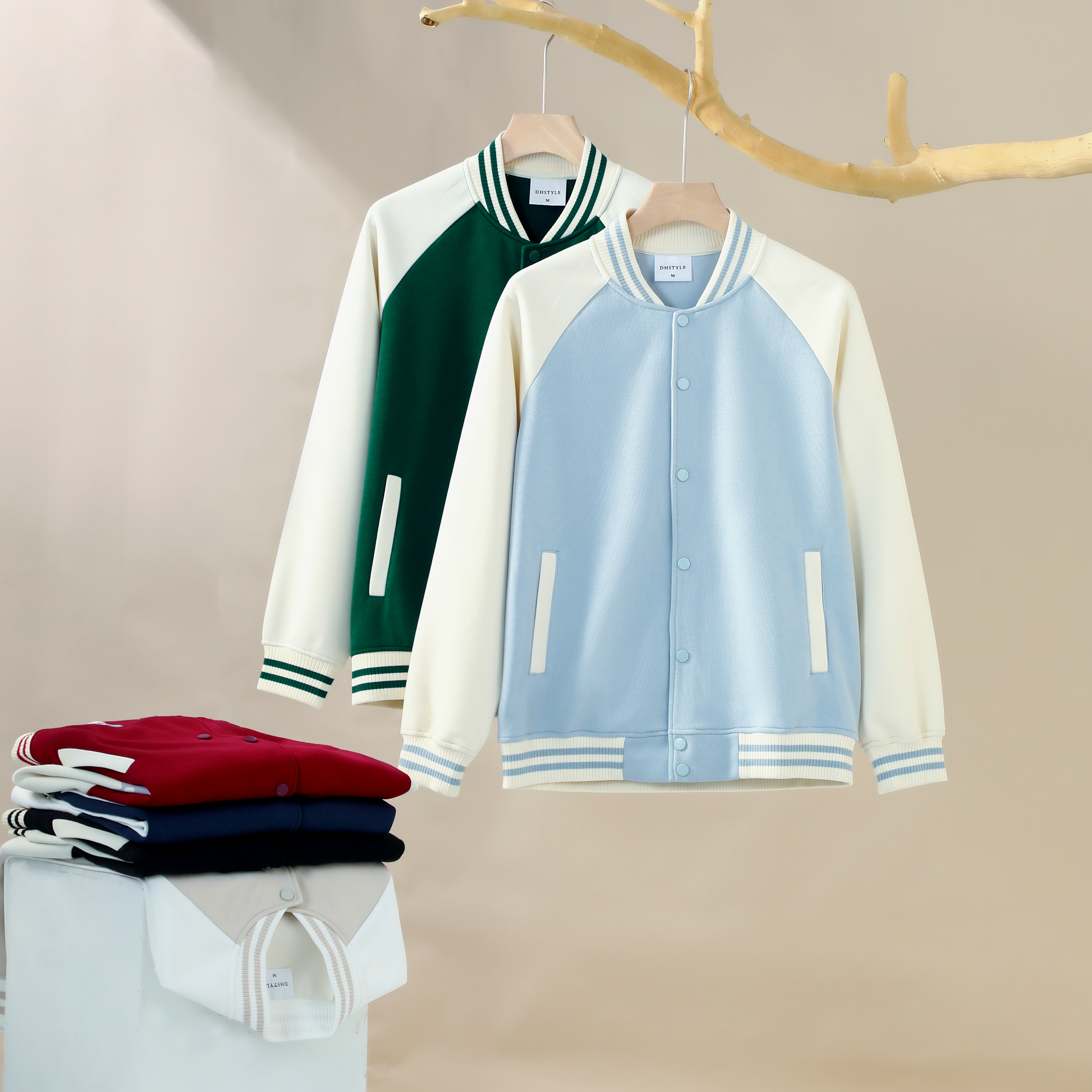 新款男女情侣学生装拼色棒球服卫衣男潮牌宽松针织开衫外套女百搭