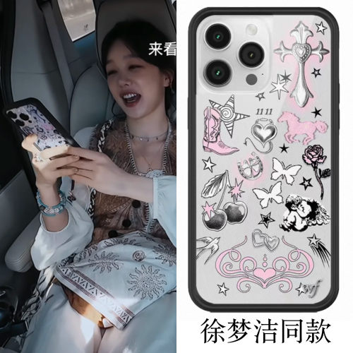 Wildflo徐梦洁同款Nessa barrett哥特风骷髅暗黑个性苹果17promax手机壳iPhone16/15/14/13/12防摔WF全包壳潮