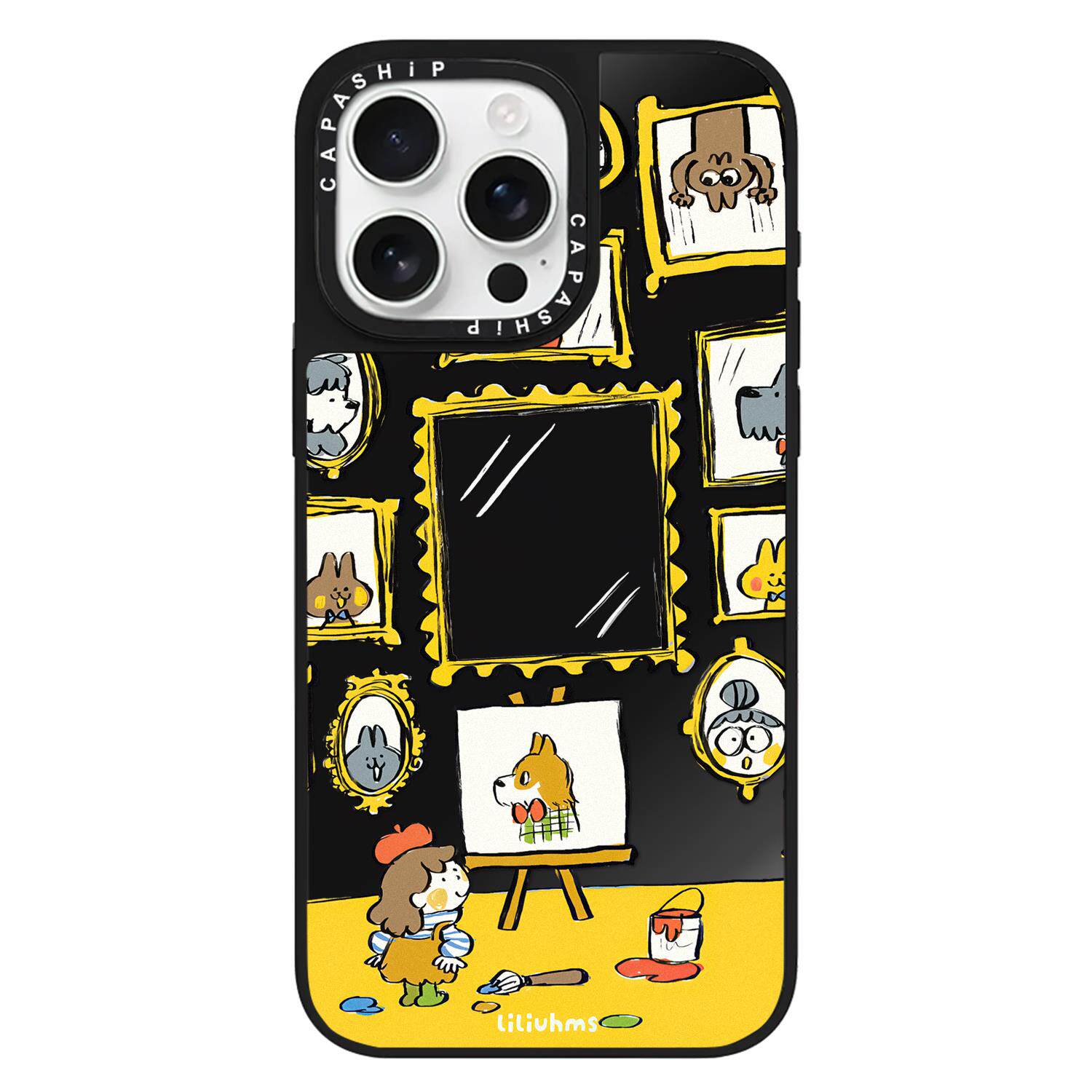 C家适用苹果15iPhone14plus16黑色镜面13promax17磁吸Liliuhms插画xr手机壳12防摔11新款xs高级感tif保护套图片