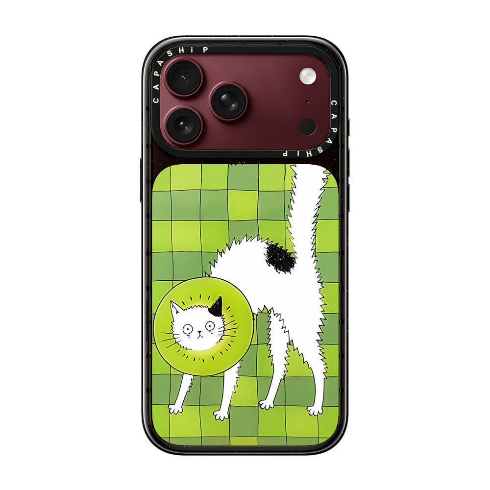 C家新版适用苹果iphone18promax亚克力黑边镜面17pro磁吸Magsafe可爱KIWA CAT18手机壳防摔高级感保护套