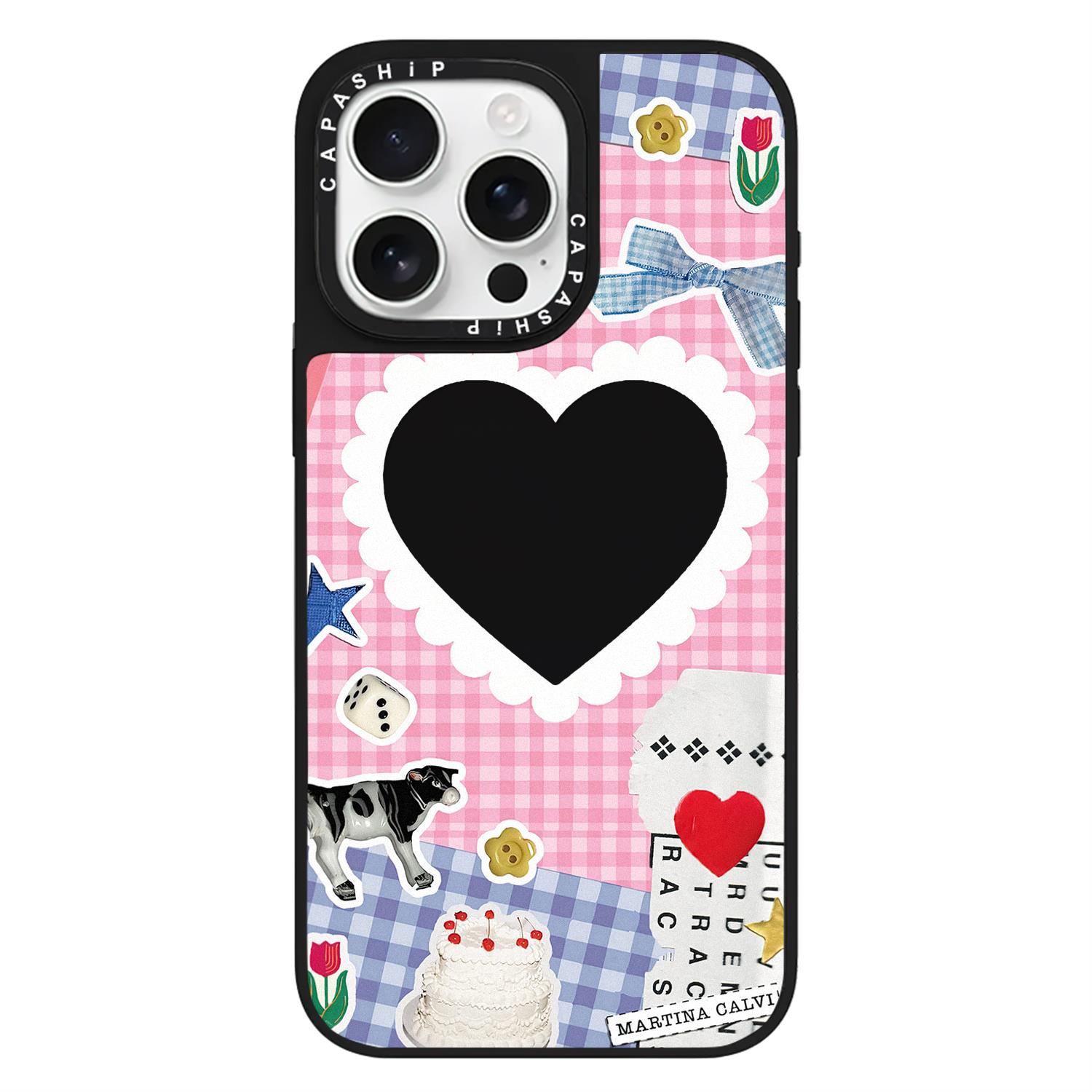 CASE适用苹果15iPhone14plus16黑色镜面13promax17磁吸爱心手账xr手机壳12防摔11新款xs高级感tif保护套