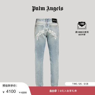 Angels经典 款 男士 Palm 浅蓝色弧形LOGO印花棉质水洗牛仔裤 长裤