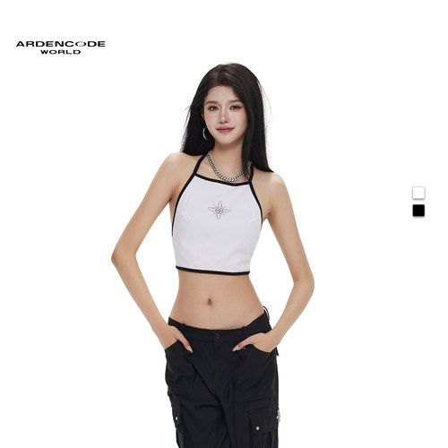 ARDENCODE女款符号 烫钻性感露背辣妹挂脖绑带度假风肚兜吊带背心