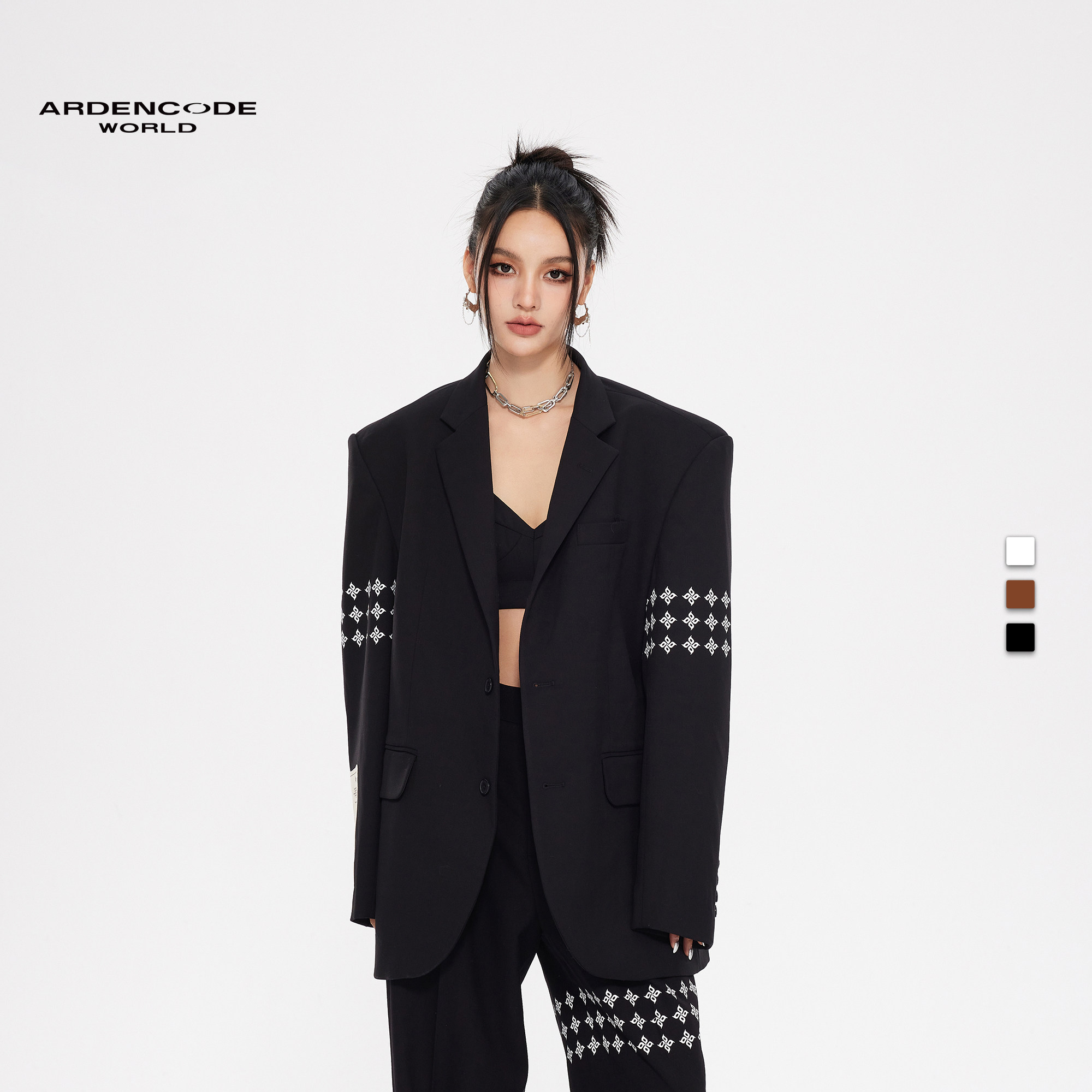 ARDENCODE男女印记十字花臂环宽肩大宽松混纺直筒西装外套 X1版型