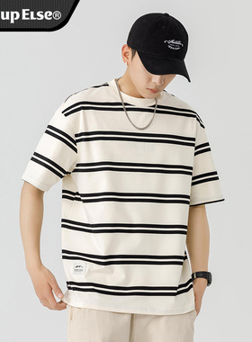 wassup else官方黑白条纹短袖T恤男潮牌2025夏季新款情侣宽松体恤