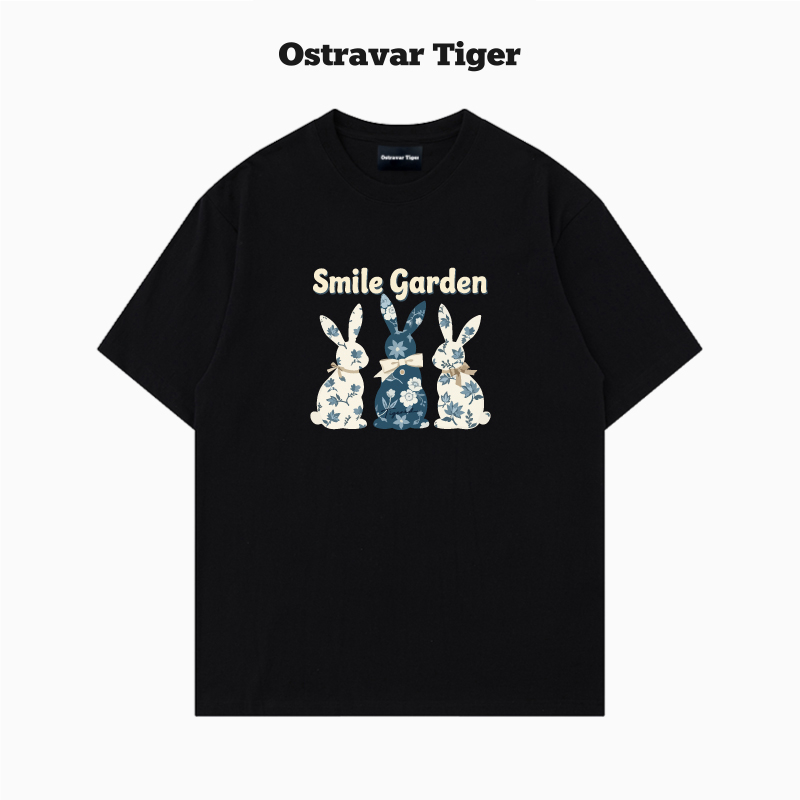 专柜2025新款Ostravar Tiger手绘宽松卡通印花男女款纯棉短袖t恤