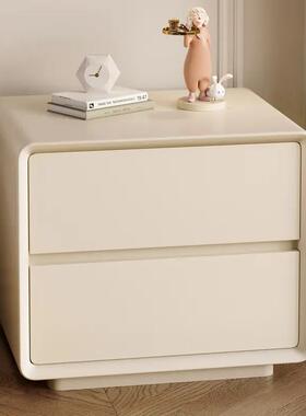 宜洛 月半床头柜 奶油风白色床头柜皮质网红极简智能床边柜桶配件