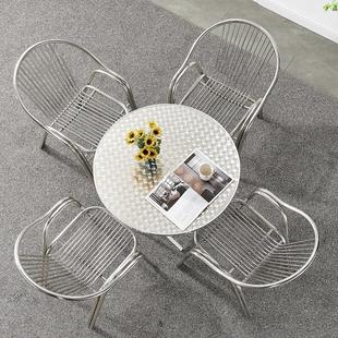 Stainless steel folding dining table for home use; simple round table for street stalls;dessert shop
