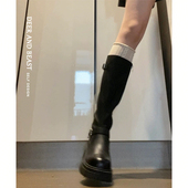 女士长筒骑士靴全牛皮超火绝美长靴子御姐高筒显瘦厚底2025早秋款