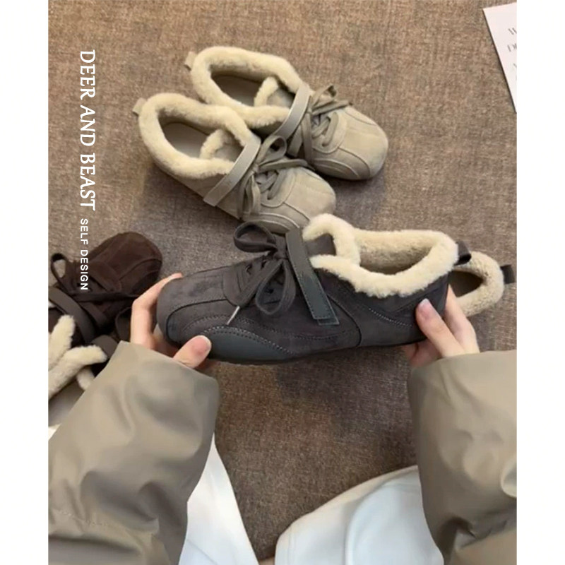 羊皮版~温柔气质加绒保暖德训鞋女魔术贴复古软底系带防滑雪地靴,女鞋,时尚雪地靴,淘宝优惠券,粉丝福利购,淘宝优惠卷