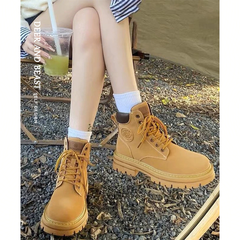 2025新款真皮厚底马丁靴