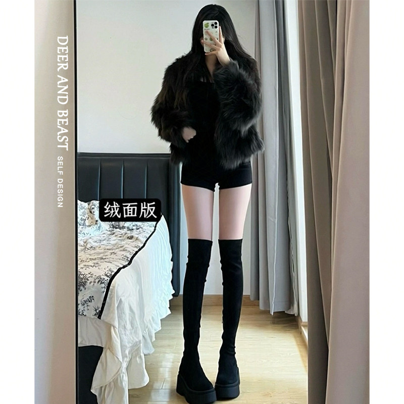 2025新款巨好看长靴女弹力过膝圆头厚底增高粗腿大筒围瘦瘦长筒靴,女鞋,骑士靴,淘宝优惠券,粉丝福利购,淘宝优惠卷