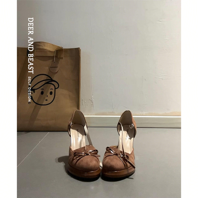 羊皮版~法式复古蝴蝶结浅口单鞋