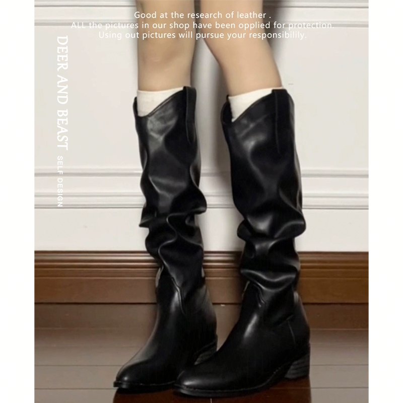 复古长筒牛皮版复古长筒骑士靴