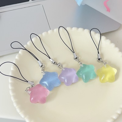 细闪星星软萌透色五角星手机绳笔袋书包少女挂件创意可爱果冻