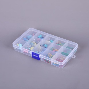 PP塑料透明可拆分15格饰品收纳盒电子元件收纳盒首饰盒多功能整理