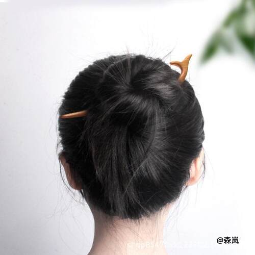 文艺小众鲸鱼红檀木发簪古典优雅挽发钗子日常丸子头汉服国风配饰