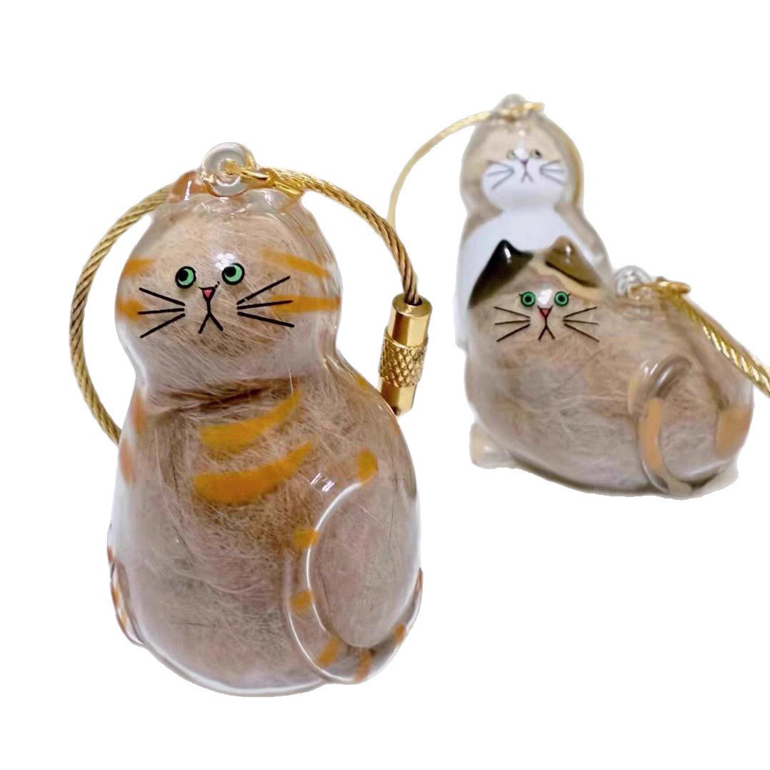 扭蛋透明纪念挂件胶囊猫猫猫毛收纳盒吊饰猫毛收纳盒养猫人铲屎官