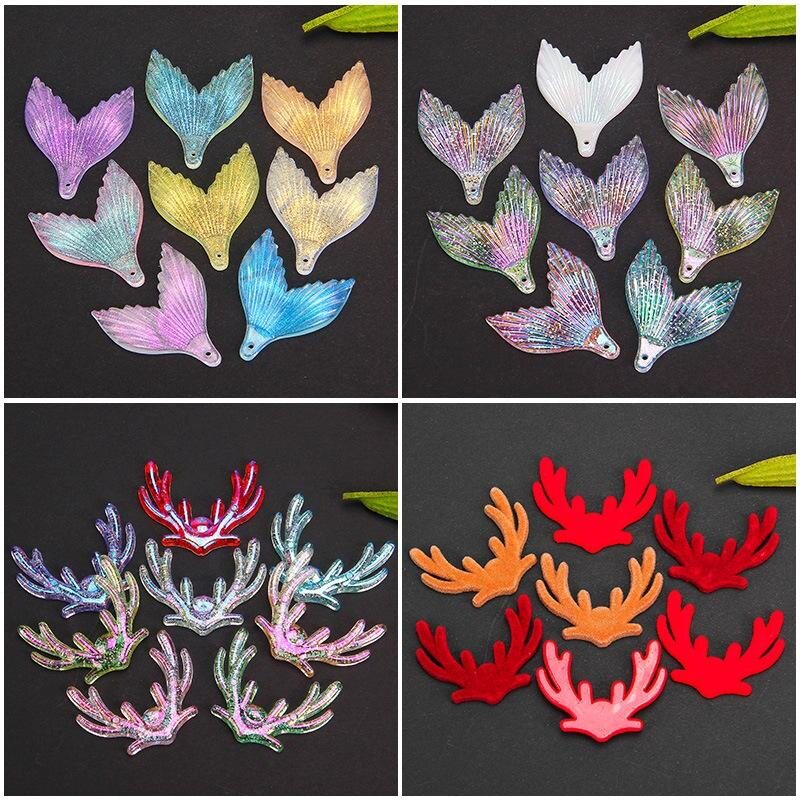 装饰鹿角滴胶手机壳配件毛绒款新款圣诞节树脂亮片创意手工饰品