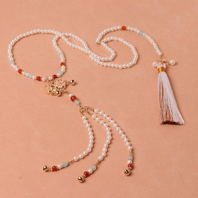 项链颈饰红色复古长款牡丹锁古风压襟唐风长项链平安锁汉服背云,饰品/流行首饰/时尚饰品新,项链,淘宝优惠券,粉丝福利购,淘宝优惠卷