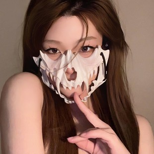 夜叉面具万圣节装扮面具半脸面罩派对coser鵺舞台演出演出