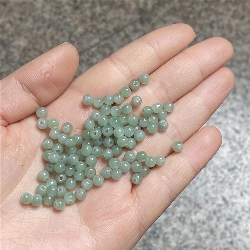 直孔配件仿猫眼仿玉石圆珠散珠树脂串珠流苏项链琉璃diy果冻