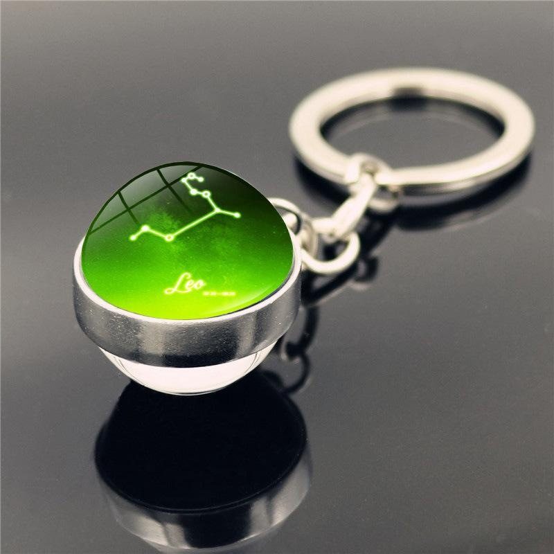 十二星座夜光水晶玻璃球挂件钥匙圈欧美热销钥匙链,节庆用品/礼品,钥匙链,淘宝优惠券,粉丝福利购,淘宝优惠卷